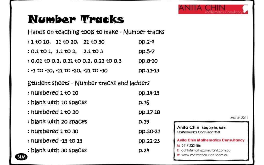 ChinMAKE Equipment Printable | Number Tracks