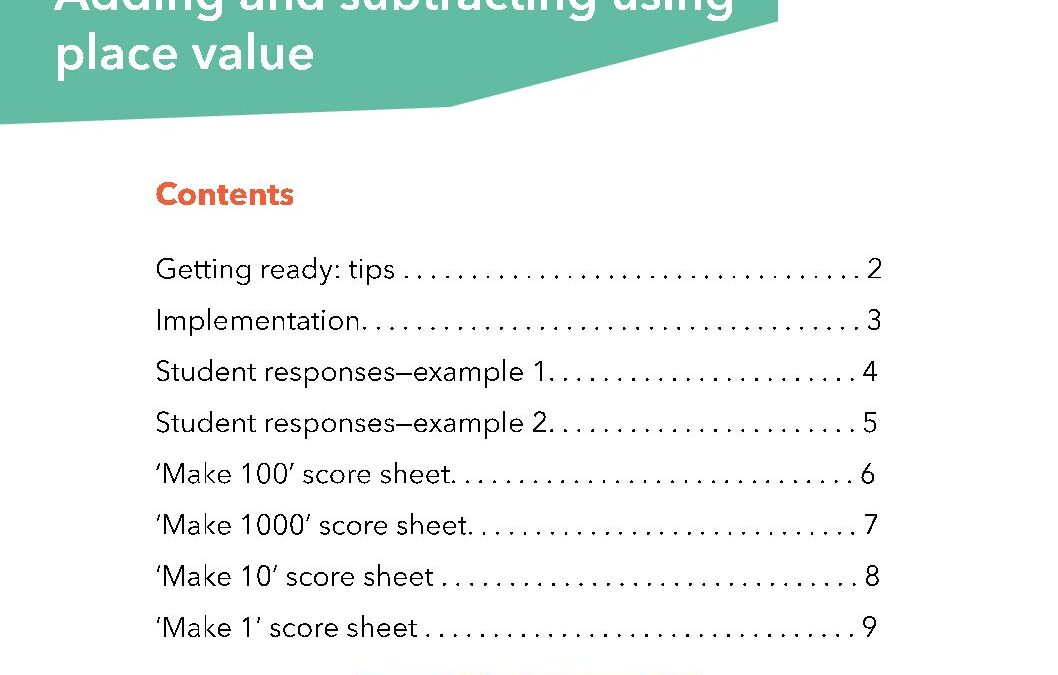 TASK SHEETS WITH TEACHING NOTES | ‘Make 100, 1000, 10, 1’